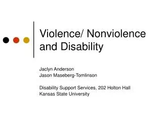 Violence/ Nonviolence and Disability