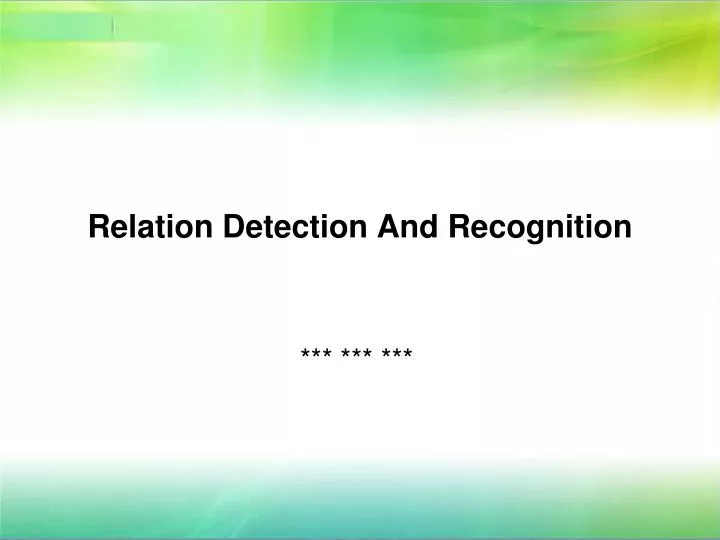 relation detection and recognition