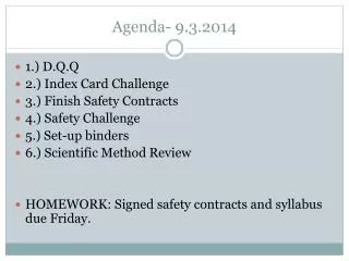 Agenda- 9.3.2014