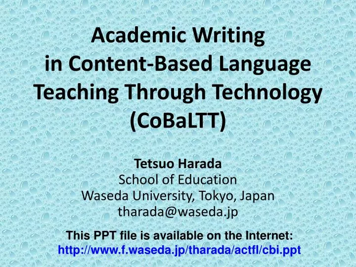 academic writing in content based language teaching through technology cobaltt