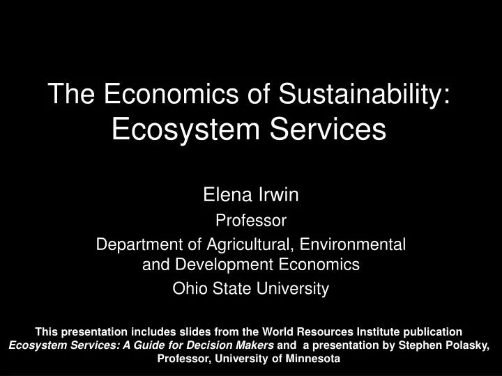 the economics of sustainability ecosystem services
