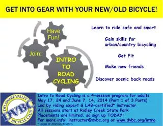 Get Into gear with your new/old bicycle !