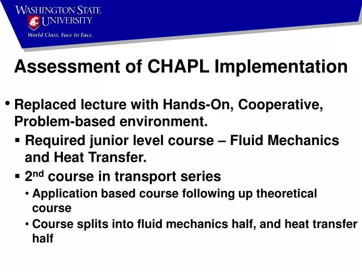 assessment of chapl implementation
