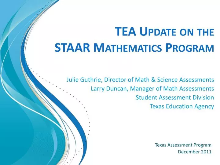 tea update on the staar mathematics program
