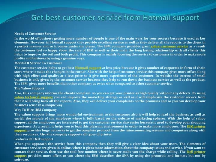 get best customer service from hotmail support