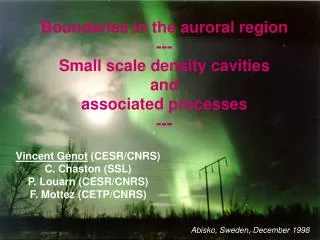 Boundaries in the auroral region --- Small scale density cavities and associated processes ---