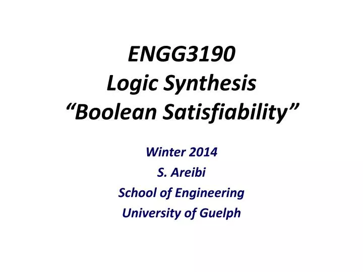engg3190 logic synthesis boolean satisfiability