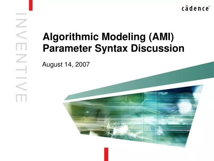 algorithmic modeling ami parameter syntax discussion