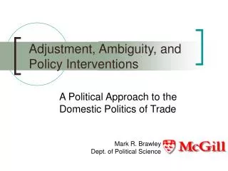 Adjustment, Ambiguity, and Policy Interventions