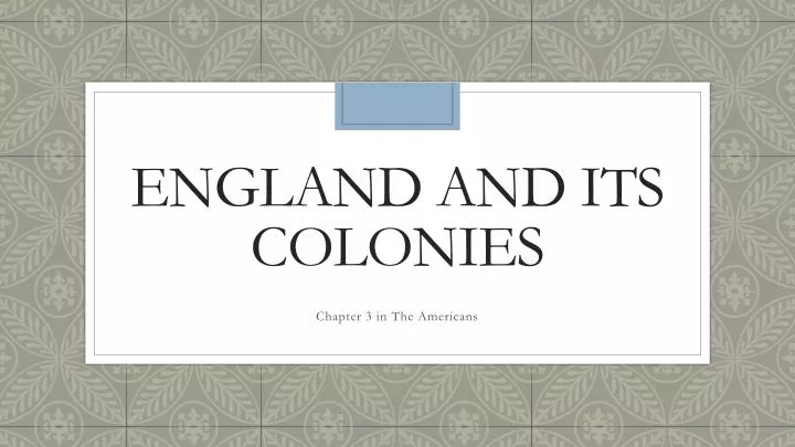england and its colonies
