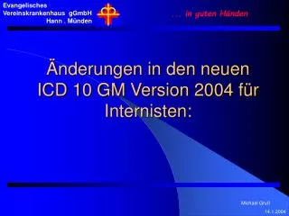 nderungen in den neuen icd 10 gm version 2004 f r internisten