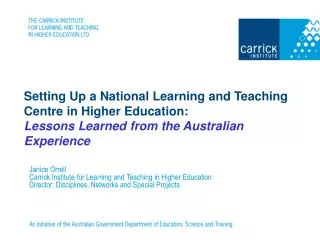 Carrick Institute for Learning and Teaching in Higher Education