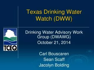 Texas Drinking Water Watch (DWW)