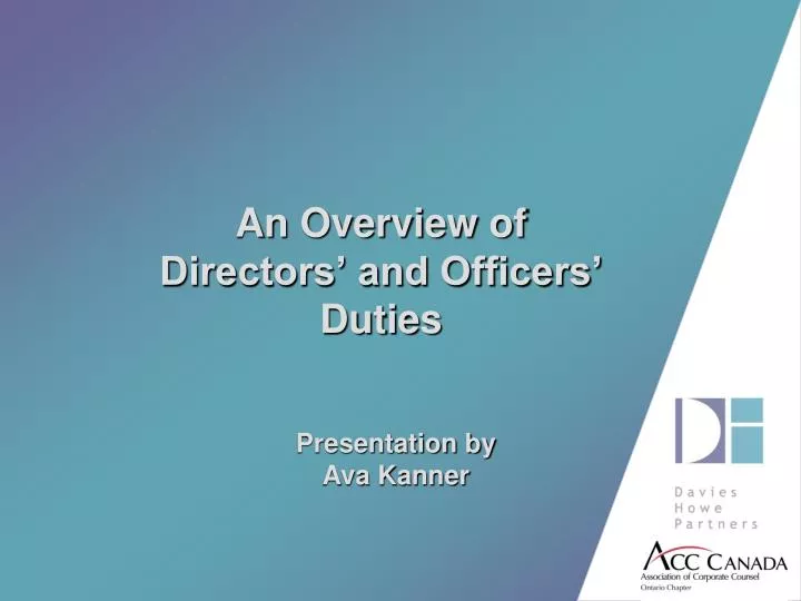 an overview of directors and officers duties