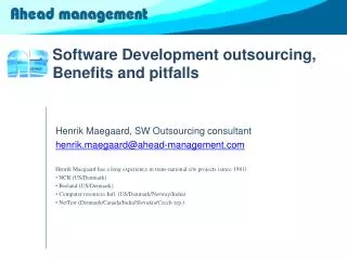 Software Development outsourcing, Benefits and pitfalls
