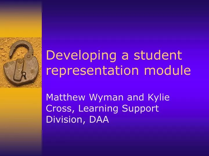 developing a student representation module