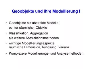 geoobjekte und ihre modellierung i