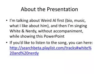 about the presentation