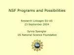 NSF Programs and Possibilities - slide 1