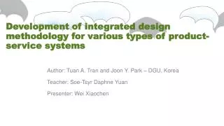 Development of integrated design methodology for various types of product-service systems