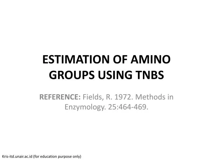 estimation of amino groups using tnbs