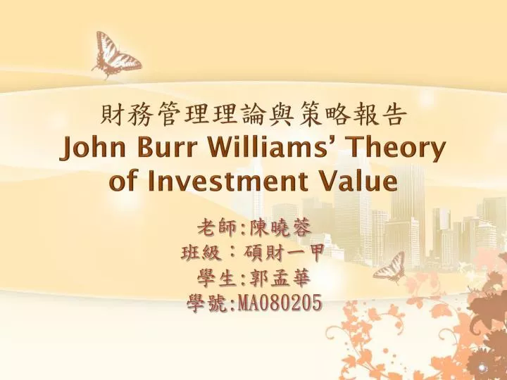 john burr williams theory of investment value