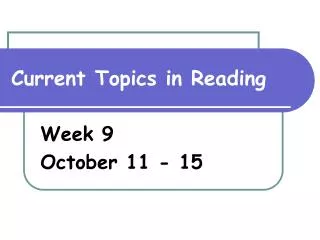 Current Topics in Reading