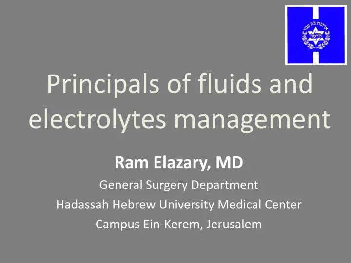 principals of fluids and electrolytes management