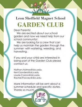 Leon Sheffield Magnet School GARDEN CLUB