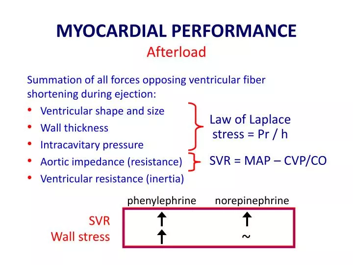 myocardial performance a fterload