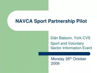 NAVCA Sport Partnership Pilot