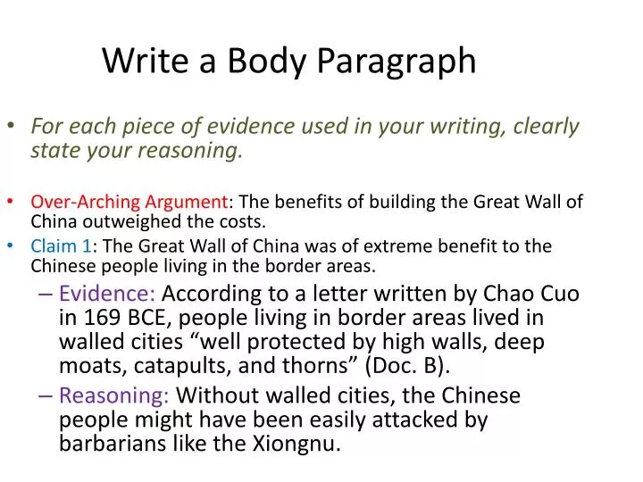 write a body paragraph
