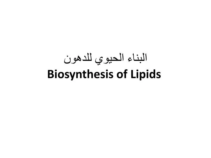 biosynthesis of lipids