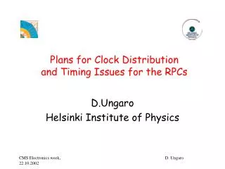Plans for Clock Distribution and Timing Issues for the RPCs