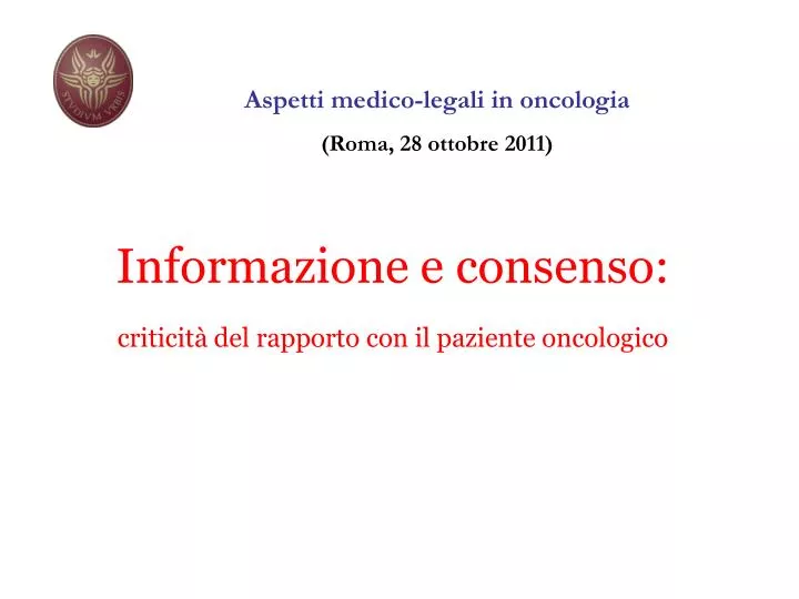 informazione e consenso criticit del rapporto con il paziente oncologico