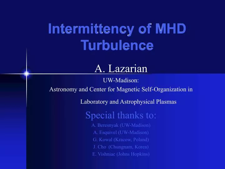 intermittency of mhd turbulence