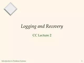 logging and recovery