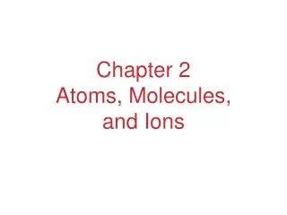 chapter 2 atoms molecules and ions
