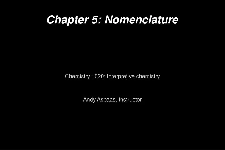 chapter 5 nomenclature