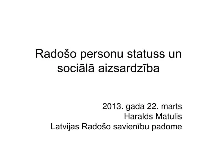 rado o personu statuss un soci l aizsardz ba