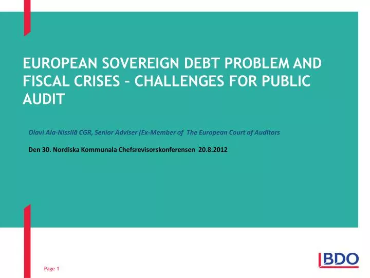 european sovereign debt problem and fiscal crises challenges for public audit