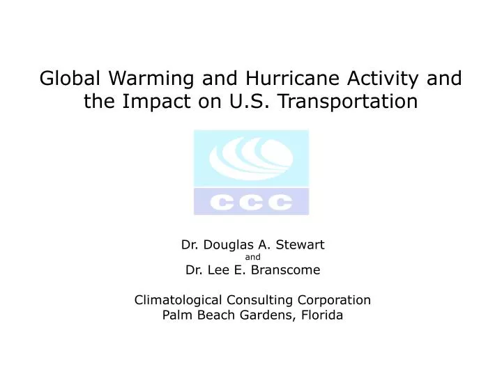 global warming and hurricane activity and the impact on u s transportation