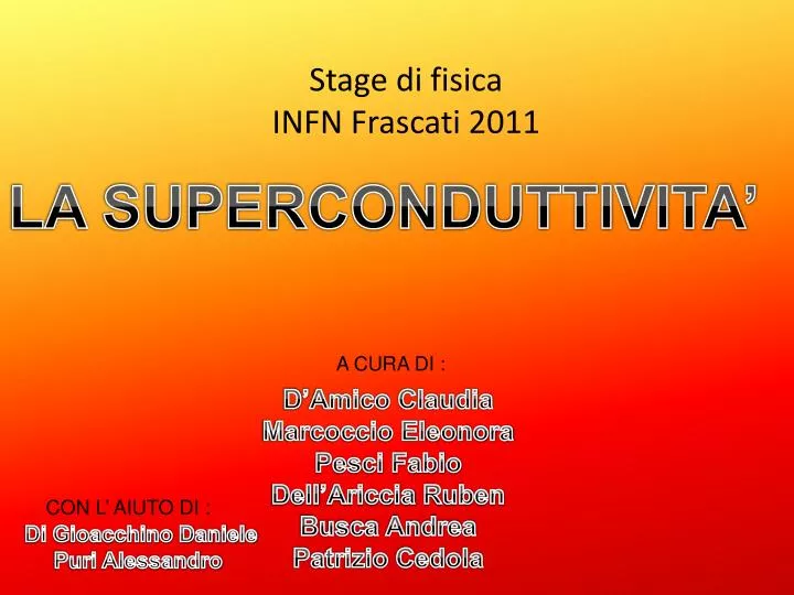 stage di fisica infn frascati 2011