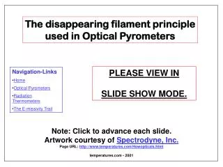 The disappearing filament principle used in Optical Pyrometers