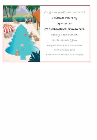 You &amp; your family are invited to a Christmas Pool Party 3pm 20 Dec 57 MacDonald St, Norman Park