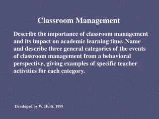 Classroom Management