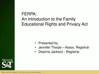 FERPA: An introduction to the Family Educational Rights and Privacy Act