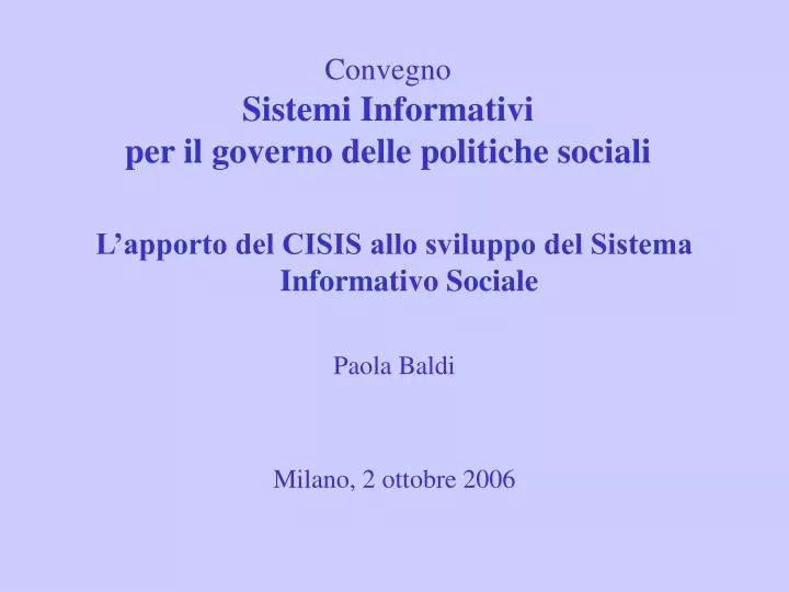 convegno sistemi informativi per il governo delle politiche sociali
