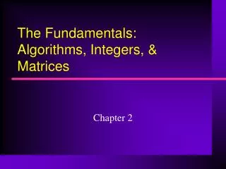 The Fundamentals: Algorithms, Integers, &amp; Matrices
