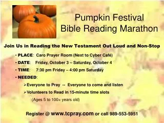Pumpkin Festival Bible Reading Marathon